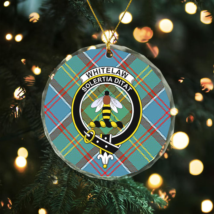 Whitelaw District Clan Badge Tartan Glass Ornament