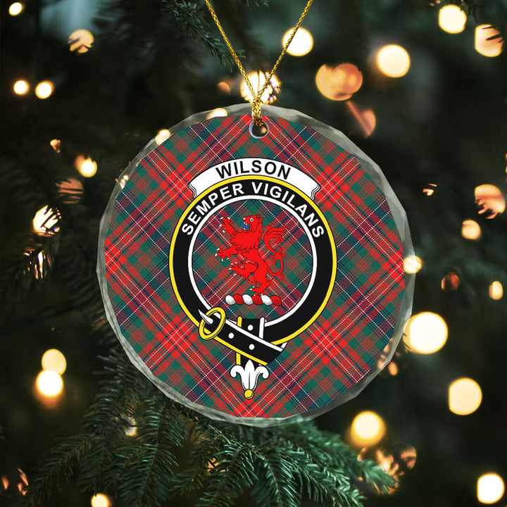 Wilson Modern Clan Badge Tartan Glass Ornament