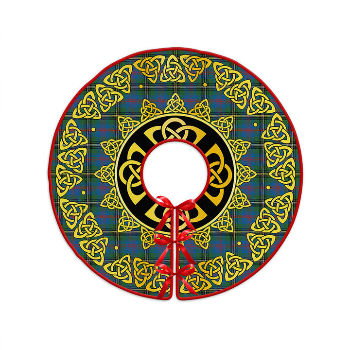 Wood Ancient Clan Badge Tartan Christmas Tree Skirt Golden Celtic Heritage