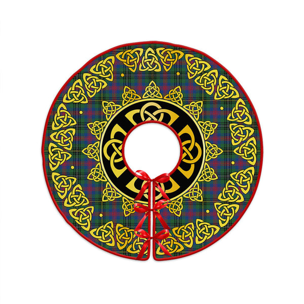 Wood Modern Clan Badge Tartan Christmas Tree Skirt Golden Celtic Heritage