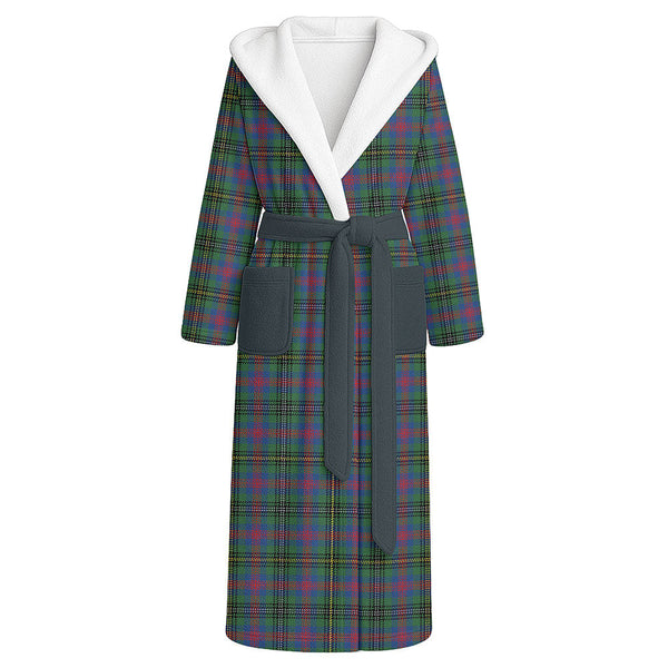 Wood Modern Clan Badge Tartan Flannel Hooded Bathrobe