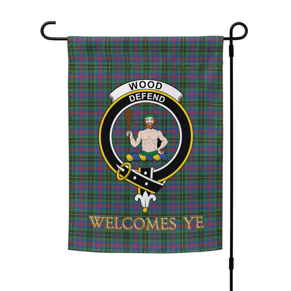 Wood Modern Clan Badge Tartan Garden Flag