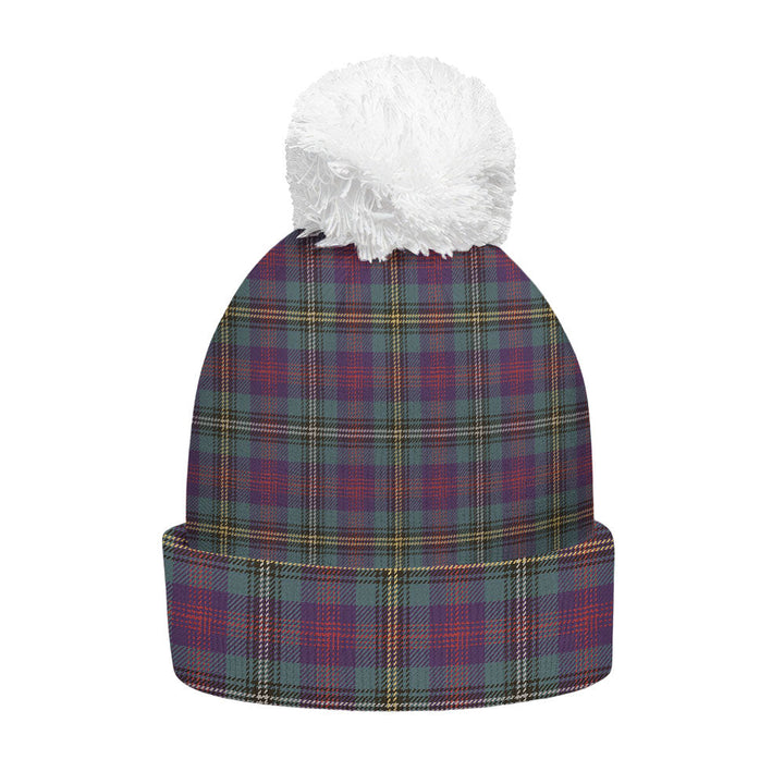 Wood Weathered Clan Badge Tartan Bobble Beanie Hat