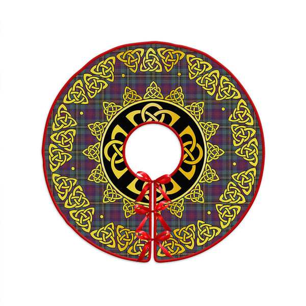 Wood Weathered Clan Badge Tartan Christmas Tree Skirt Golden Celtic Heritage
