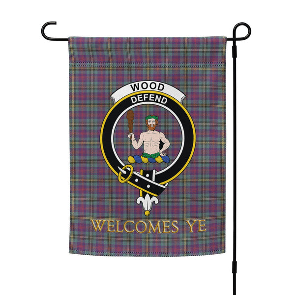 Wood Weathered Clan Badge Tartan Garden Flag
