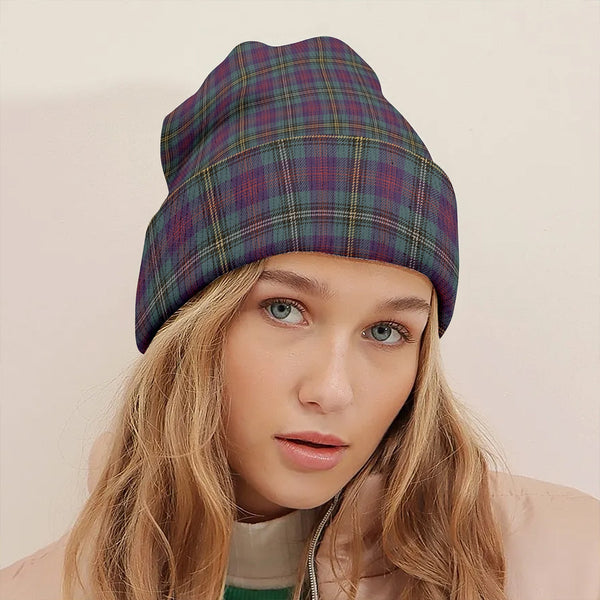 Wood Weathered Clan Badge Tartan Knitted Beanie