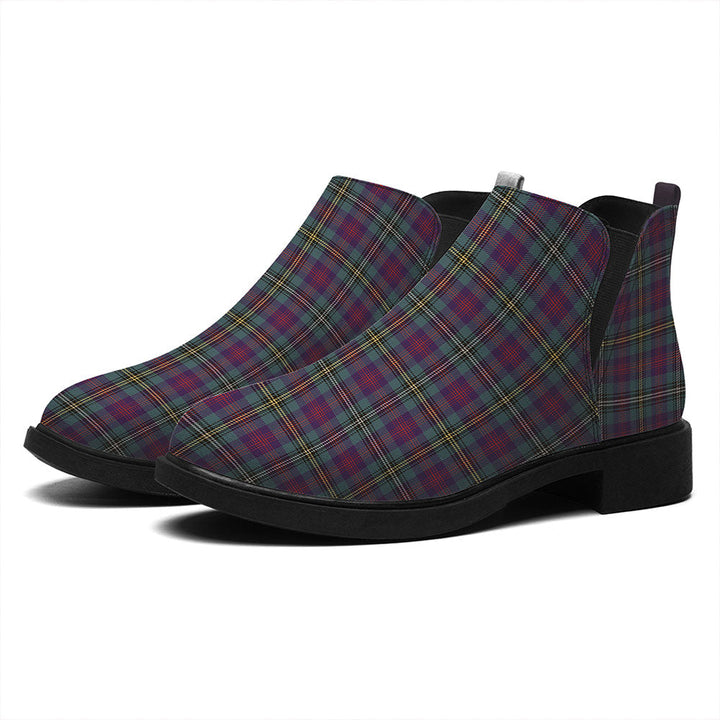 Wood Weathered Tartan Flat Ankle Boots