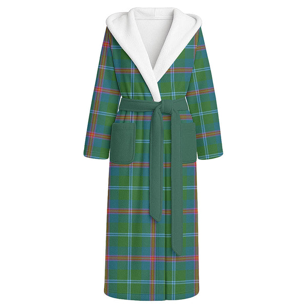 Young Ancient Clan Badge Tartan Flannel Hooded Bathrobe