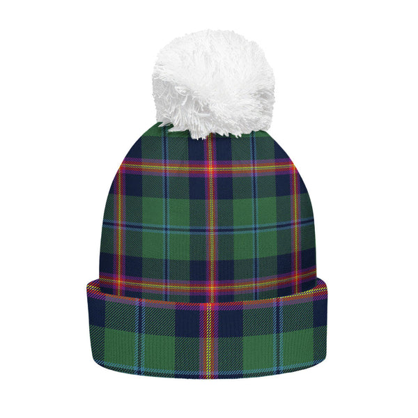 Young Modern Clan Badge Tartan Bobble Beanie Hat