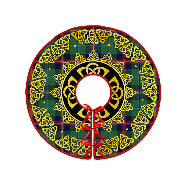 Young Modern Clan Badge Tartan Christmas Tree Skirt Golden Celtic Heritage