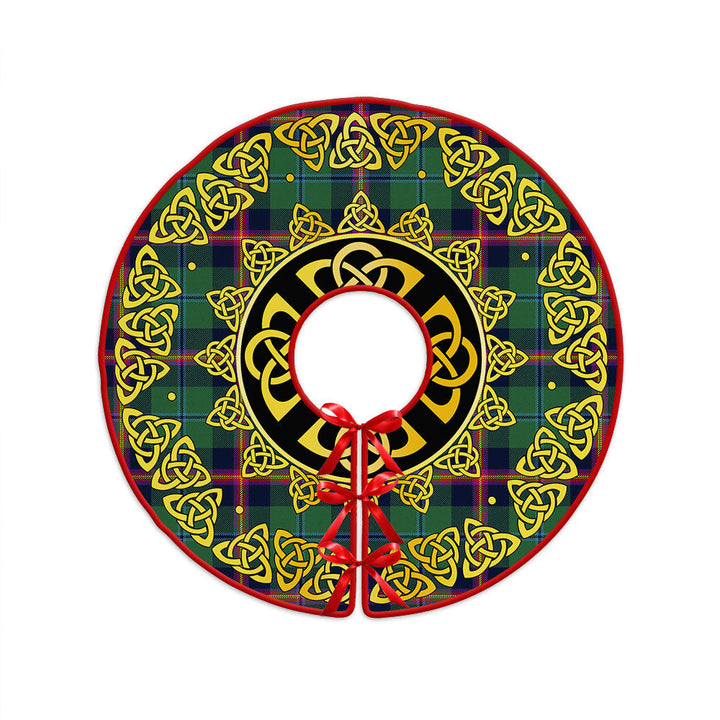 Young Modern Clan Badge Tartan Christmas Tree Skirt Golden Celtic Heritage