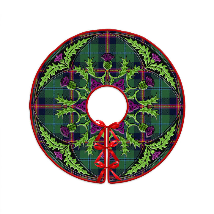 Young Modern Clan Badge Tartan Christmas Tree Skirt Scottish Thistle Design