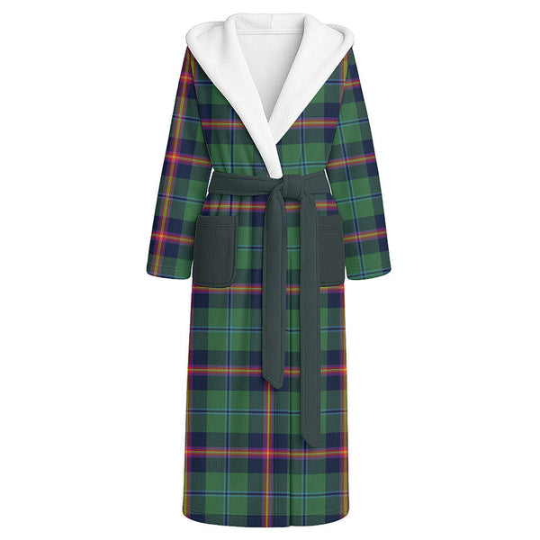 Young Modern Clan Badge Tartan Flannel Hooded Bathrobe