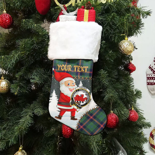 Young Modern Clan Badge Tartan Christmas Stocking Holiday Blessings Merry Christmas Joy