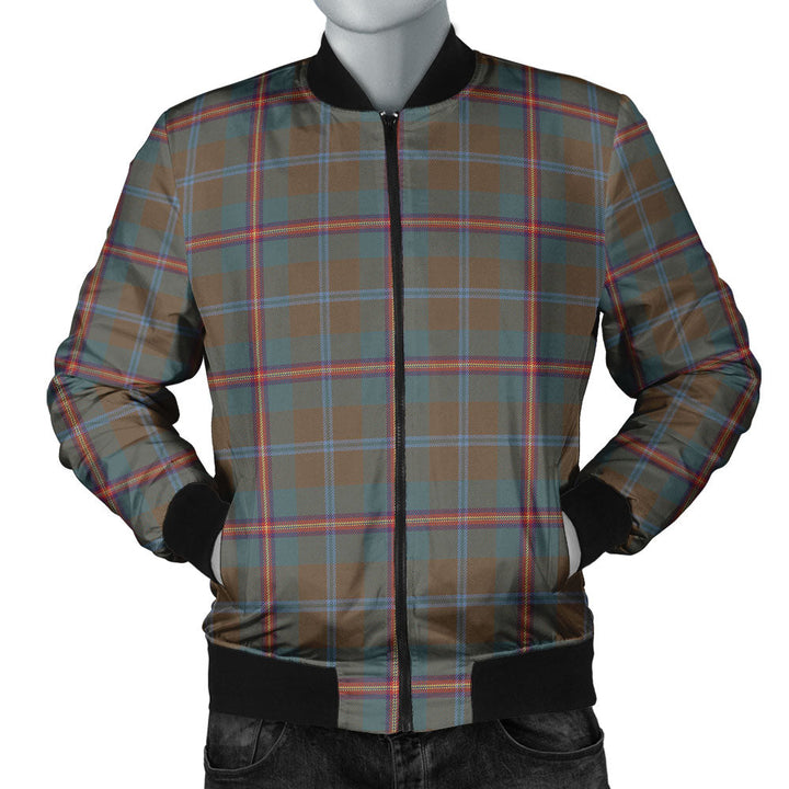 Young Weathered Clan Badge Tartan Bomber Jacket