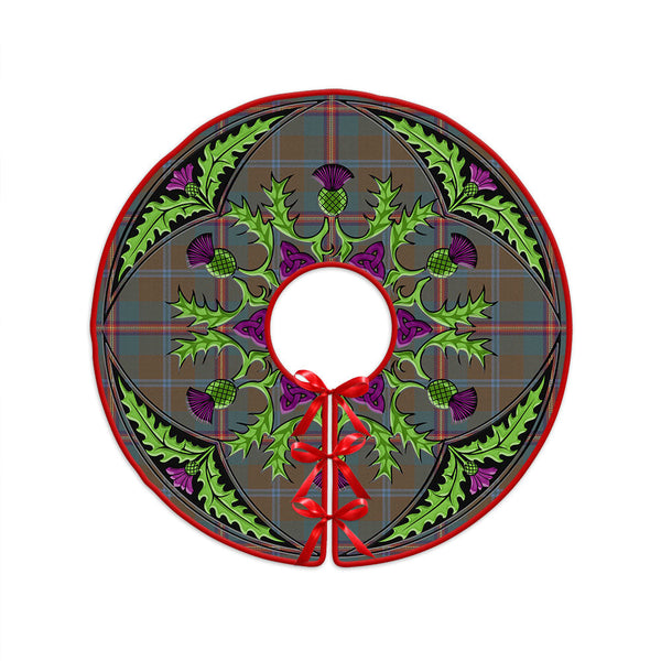 Young Weathered Clan Badge Tartan Christmas Tree Skirt Scottish Thistle Design