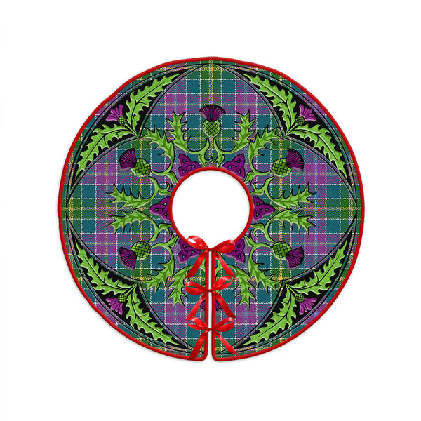 Yule Ancient Clan Badge Tartan Christmas Tree Skirt Scottish Thistle Design