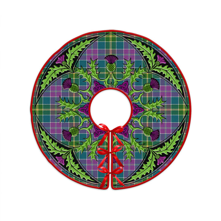 Yule Ancient Clan Badge Tartan Christmas Tree Skirt Scottish Thistle Design