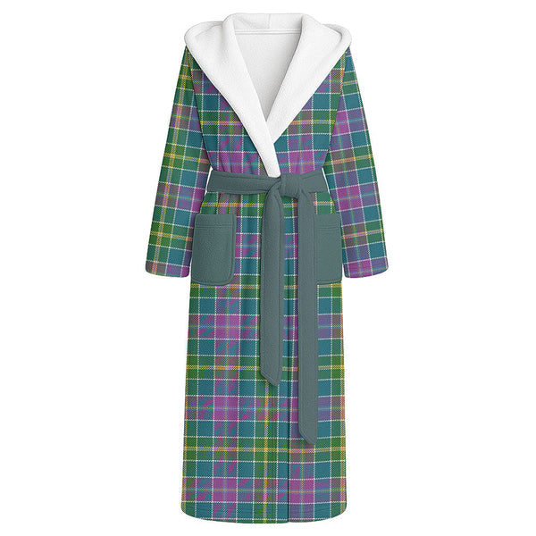 Yule Ancient Clan Badge Tartan Flannel Hooded Bathrobe