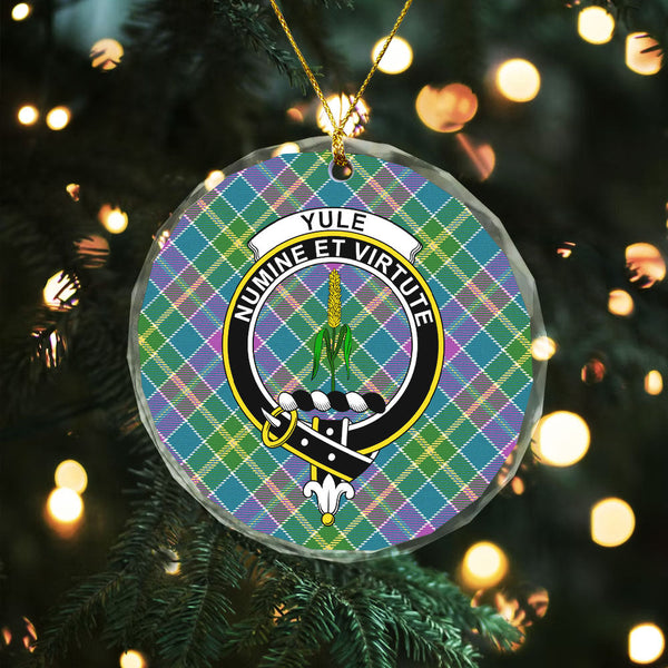 Yule Ancient Clan Badge Tartan Glass Ornament