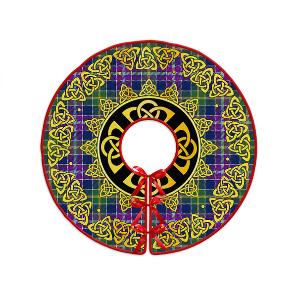 Yule Modern Clan Badge Tartan Christmas Tree Skirt Golden Celtic Heritage