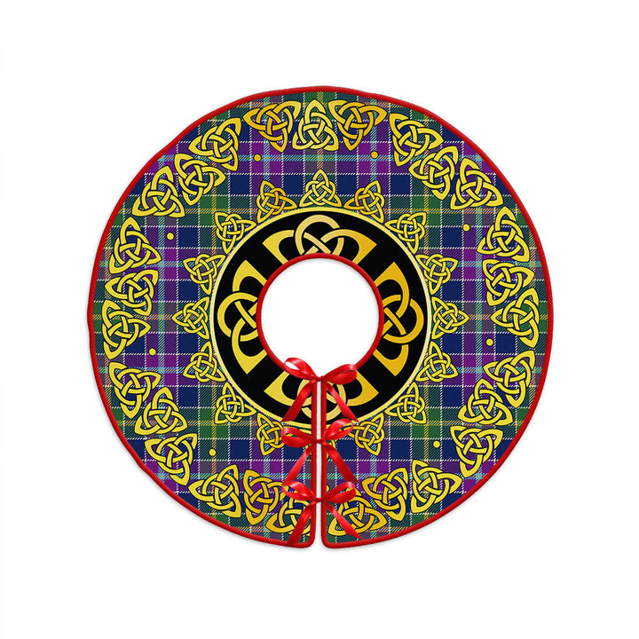 Yule Modern Clan Badge Tartan Christmas Tree Skirt Golden Celtic Heritage