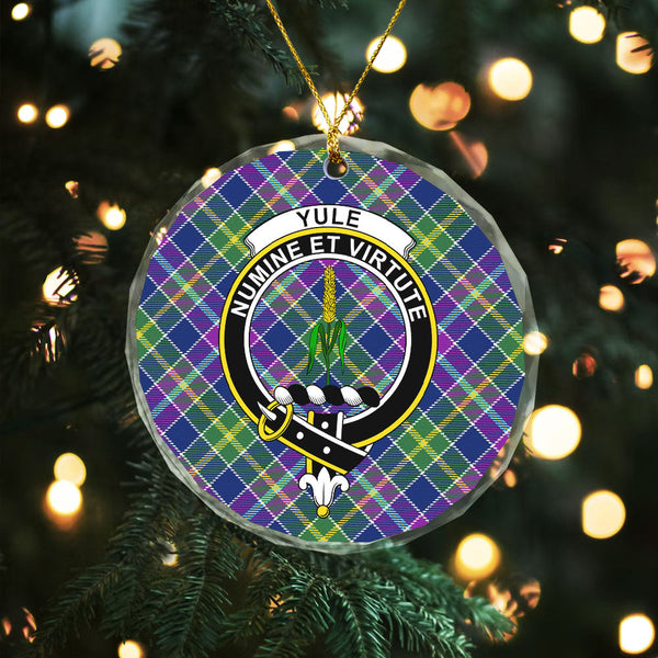 Yule Modern Clan Badge Tartan Glass Ornament