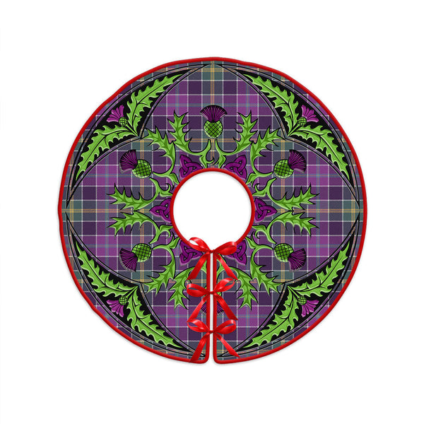 Yule Weathered Clan Badge Tartan Christmas Tree Skirt Scottish Thistle Design