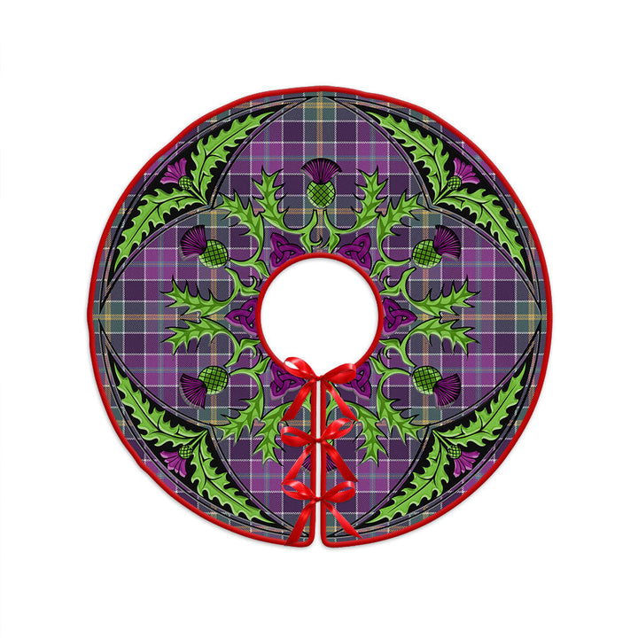 Yule Weathered Clan Badge Tartan Christmas Tree Skirt Scottish Thistle Design