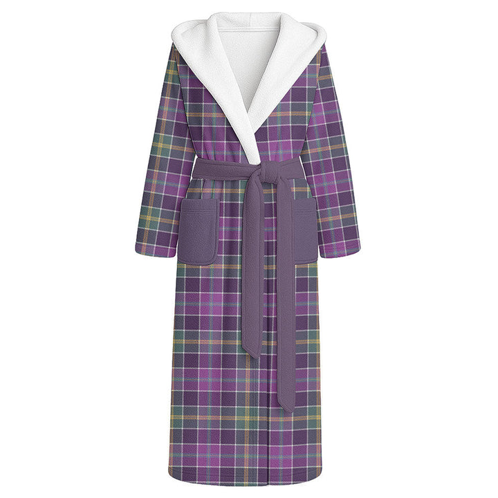 Yule Weathered Clan Badge Tartan Flannel Hooded Bathrobe
