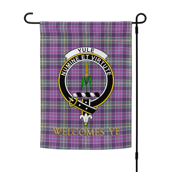 Yule Weathered Clan Badge Tartan Garden Flag