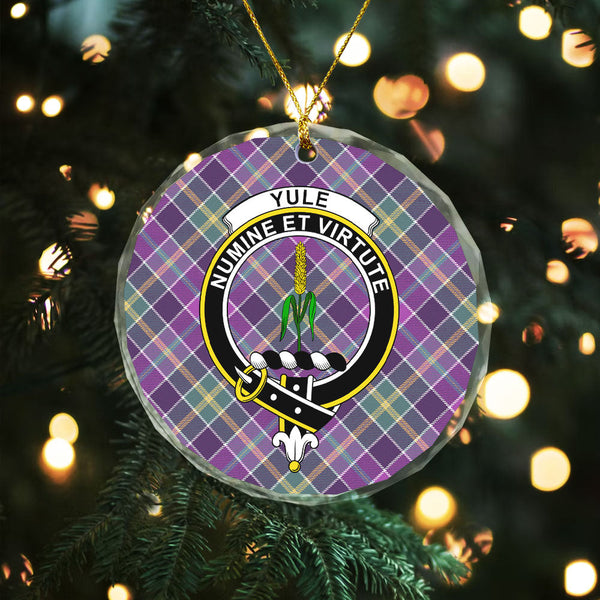 Yule Weathered Clan Badge Tartan Glass Ornament