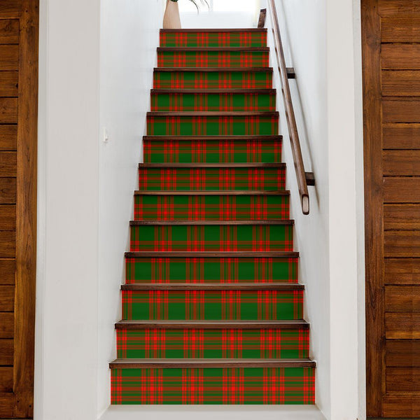 Menzies Green Modern Tartan Stair Stickers (Set of 13)