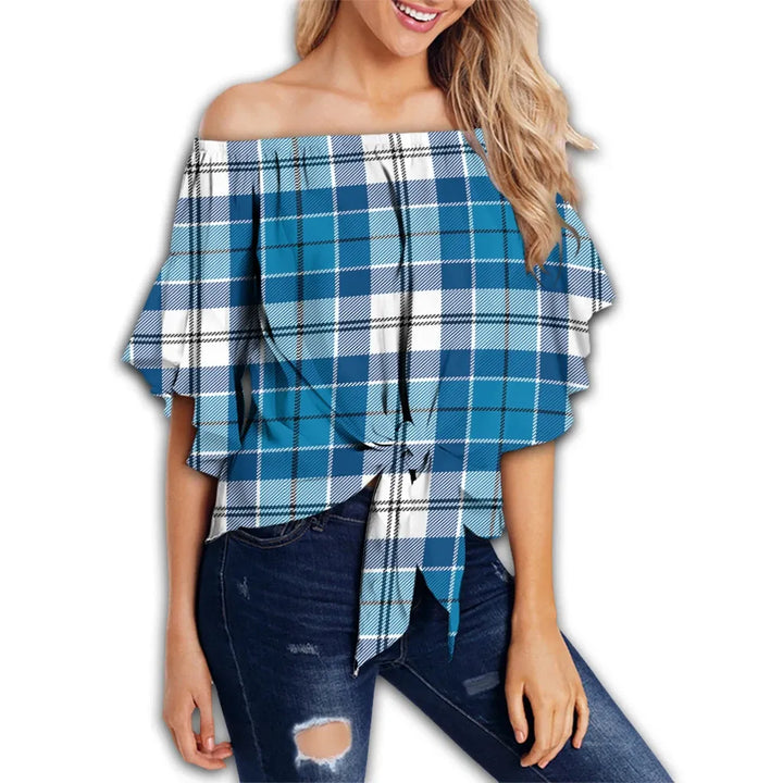 Roberton Tartan Classic Off Shoulder Waist Wrap Top