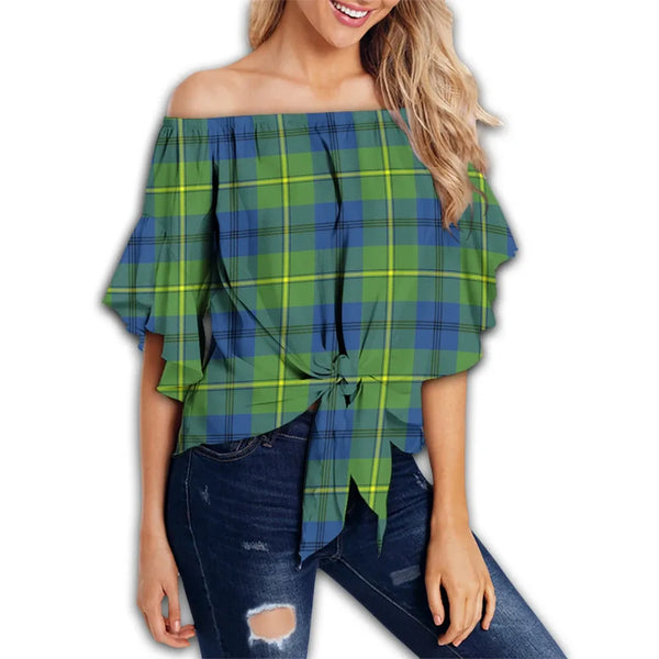 Johnston Ancient Tartan Classic Off Shoulder Waist Wrap Top