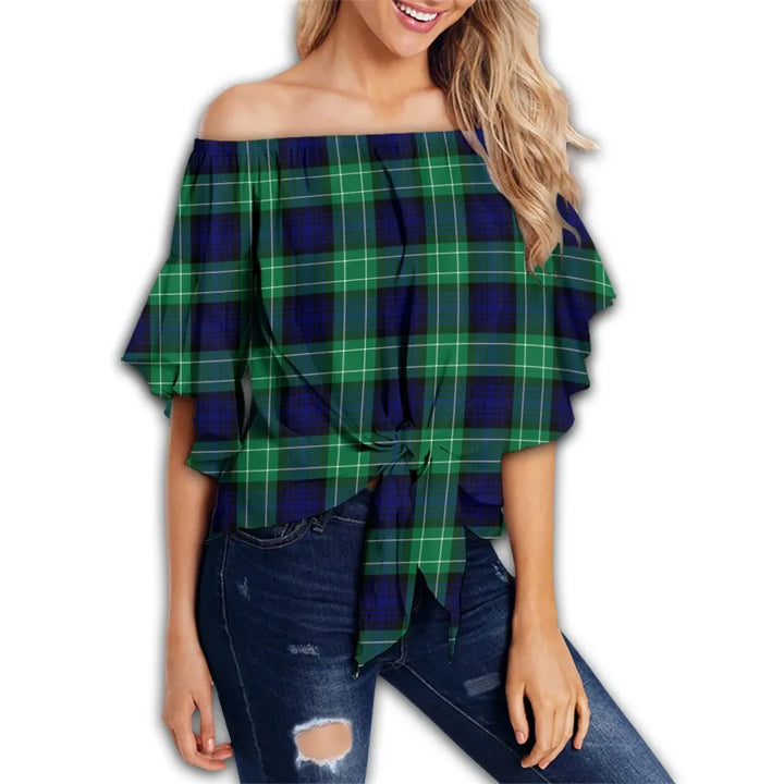 Abercrombie Tartan Classic Off Shoulder Waist Wrap Top