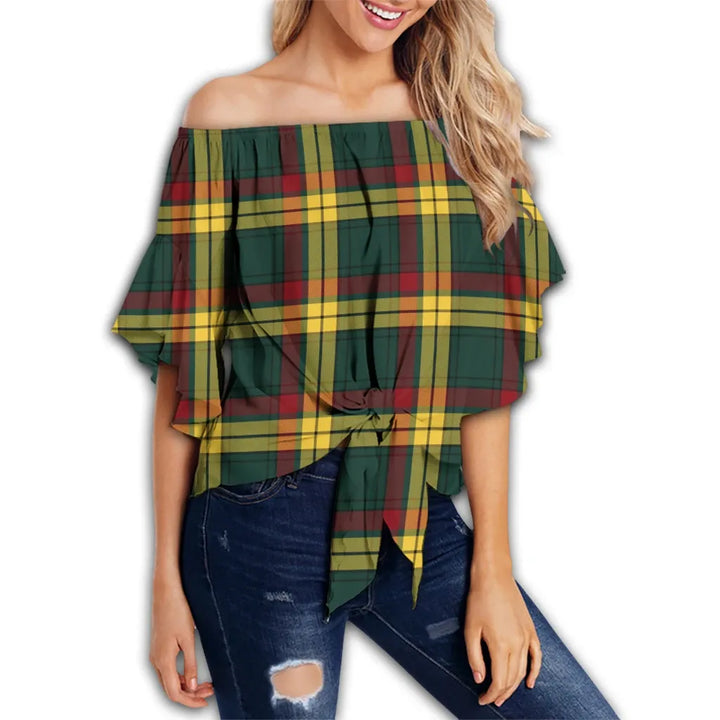 MacMillan Old Modern Tartan Classic Off Shoulder Waist Wrap Top