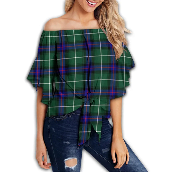MacDonald of the Isles Hunting Modern Tartan Classic Off Shoulder Waist Wrap Top