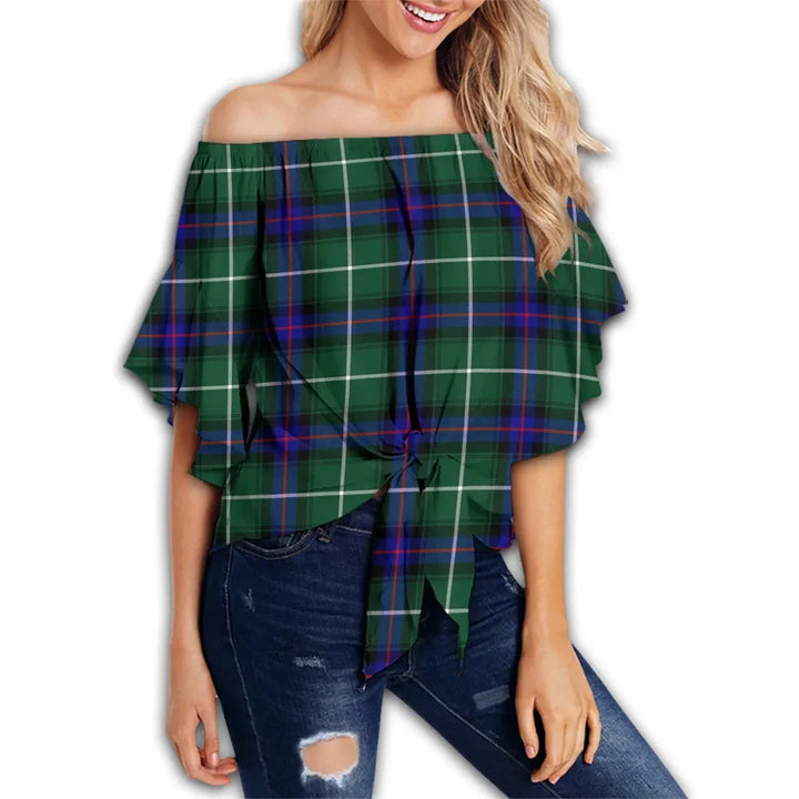 MacDonald of the Isles Hunting Modern Tartan Classic Off Shoulder Waist Wrap Top