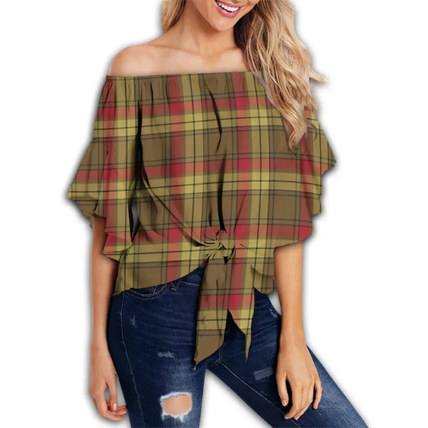 MacMillan Old Weathered Tartan Classic Off Shoulder Waist Wrap Top