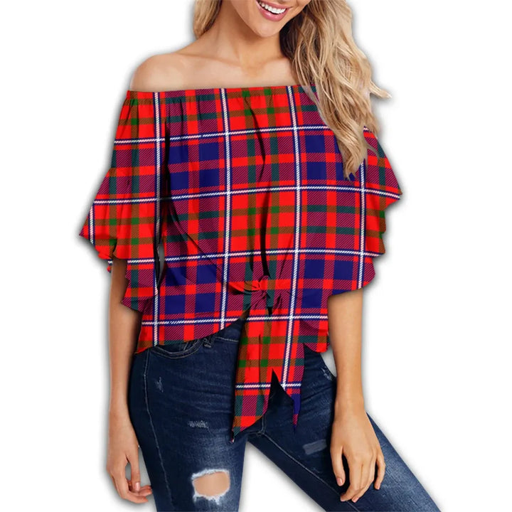 Cameron of Lochiel Modern Tartan Classic Off Shoulder Waist Wrap Top