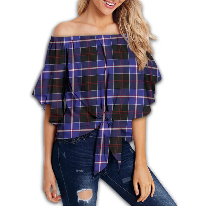 Dunlop Modern Tartan Classic Off Shoulder Waist Wrap Top