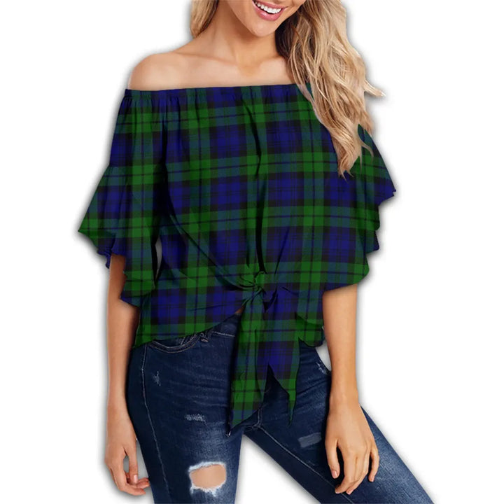 Campbell Modern Tartan Classic Off Shoulder Waist Wrap Top