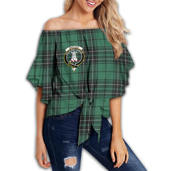 MacLean Hunting Ancient Tartan Classic Crest Off Shoulder Waist Wrap Top