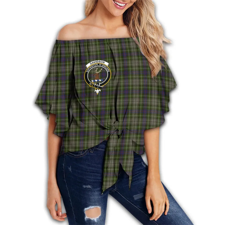 Davidson Tulloch Dress Tartan Classic Crest Off Shoulder Waist Wrap Top