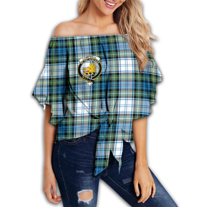 Campbell Dress Ancient Tartan Classic Crest Off Shoulder Waist Wrap Top