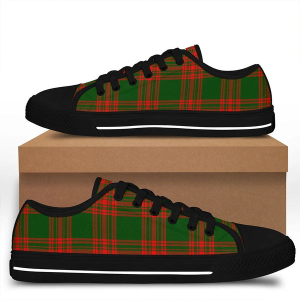 Menzies Green Modern Tartan Classic Crest Low Top Shoes