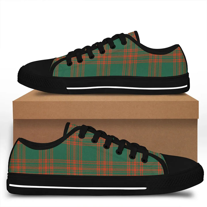 Menzies Green Ancient Tartan Classic Crest Low Top Shoes