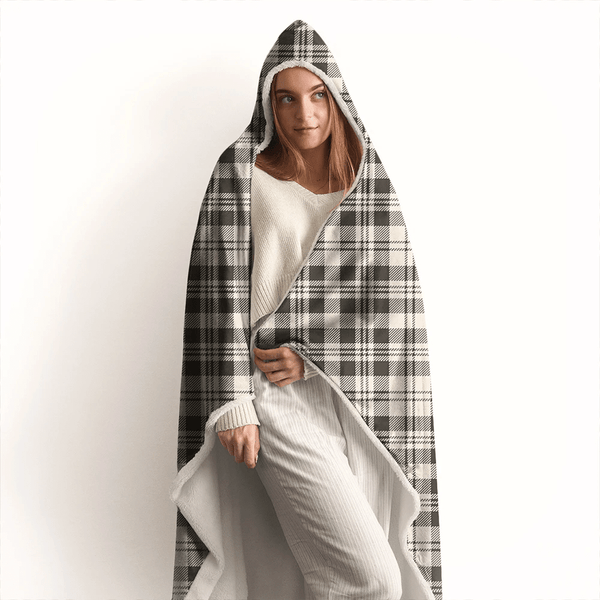 Scott Black & White Ancient Tartan Classic Hooded Blanket