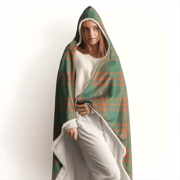 Menzies Green Ancient Tartan Classic Hooded Blanket